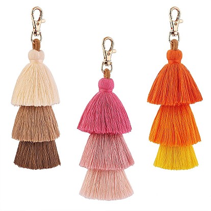 3 pcs coloré pompon porte-clés fait main boho porte-clés personnalisé sac charme gland porte-clés pour les femmes