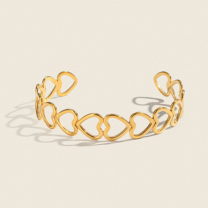 Полые 304 браслеты-манжеты из нержавеющей стали для женщин, сердце
