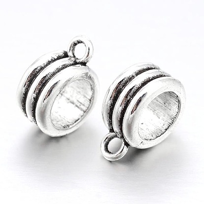 Rondelle Bail Beads Alloy Tube Bails, Loop Bails, 13x10x6mm, Hole: 1mm, Inner Diameter: 7mm
