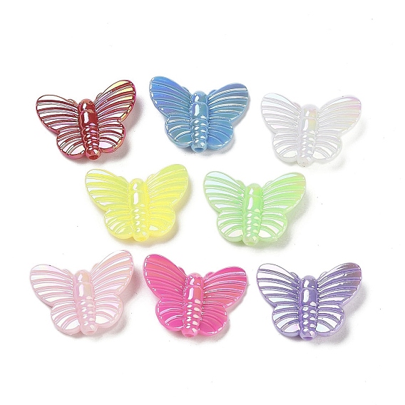 UV Plating Rainbow Iridescent Acrylic Beads, Butterfly