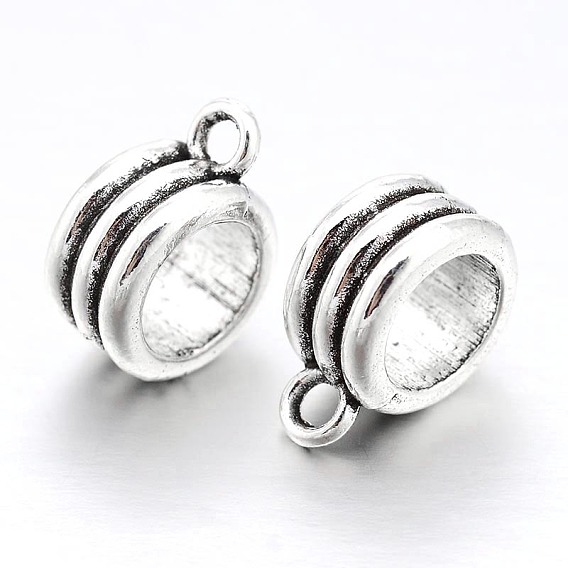 Rondelle Bail Beads Alloy Tube Bails, Loop Bails, 13x10x6mm, Hole: 1mm, Inner Diameter: 7mm