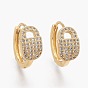 Messing Micro Pave klare Zirkonia Huggie Creolen, langlebig überzogen, Ring mit Schloss