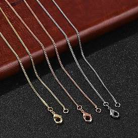 1мм стойка покрытие латунь панцирные цепи ожерелья для женщин мужчин, без кадмия и без свинца, 901 застежка из нержавеющей стали, долговечный