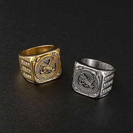 316 Кольца из нержавеющей стали с микропаве из кубического циркония, орел