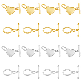 24 наборы 4 стили сплава застежки-тумблеры, овальные и сердце