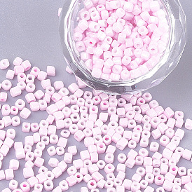 Opaque Glass Cube Beads, Lustered