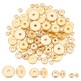 100Pcs 4 Style 202F Stainless Steel Beads, Disc/Flat Round