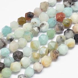 Natural  Flower Amazonite Beads Strands, Faceted, Nuggets