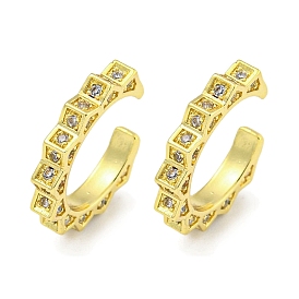 Brass Micro Pave Clear Cubic Zirconia Cuff Earrings for Women, Sun