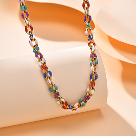 Stainless Steel & Enamel Chain Necklaces, Cable Chains