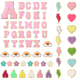 Молния, замок, цветок с 5-лепестками, буква a~z, сердце и радуга, вышитые на ткани нашивки для полотенец, приклеиваемые утюгом/пришиваемые, аксессуары для костюма