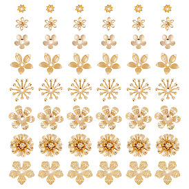 64 шт. 8 стили латунные колпачки для бусин, цветок