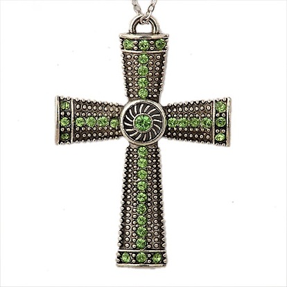 Tibetan Style Alloy Rhinestone Claddagh Cross Big Pendants, Irish, Antique Silver, 86x59x7mm, Hole: 4x5mm