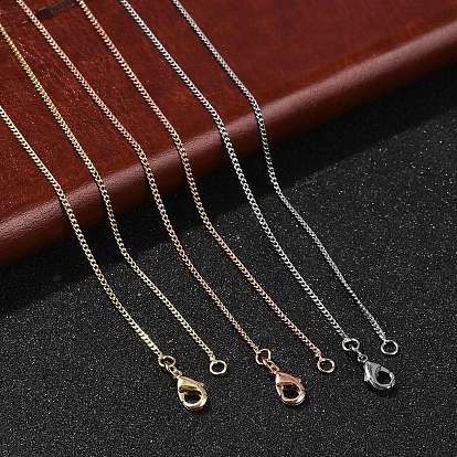 1мм стойка покрытие латунь панцирные цепи ожерелья для женщин мужчин, без кадмия и без свинца, 901 застежка из нержавеющей стали, долговечный