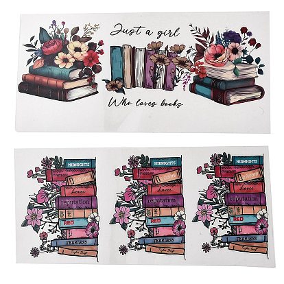 Прозрачная пленка книжная тема натирание переводные наклейки для стеклянных стаканов, Водонепроницаемые наклейки для переноски оберток чашек для поделок из чашек