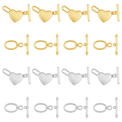 24 наборы 4 стили сплава застежки-тумблеры, овальные и сердце