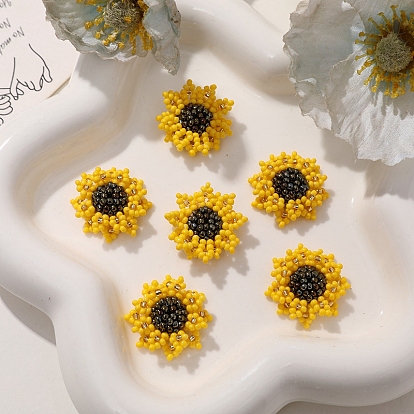 Стеклянные бусы кабошоны, цветок