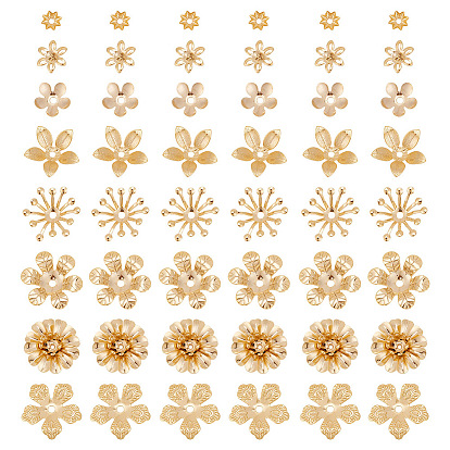 64 шт. 8 стили латунные колпачки для бусин, цветок