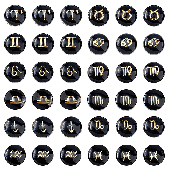1 ensemble de perles de verre filées à la main, plat rond avec constellation