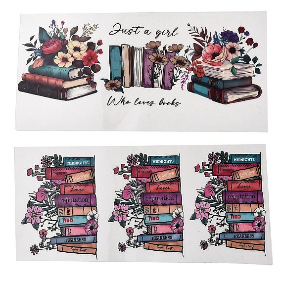 Прозрачная пленка книжная тема натирание переводные наклейки для стеклянных стаканов, Водонепроницаемые наклейки для переноски оберток чашек для поделок из чашек