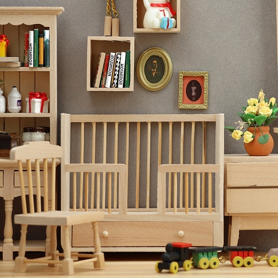 Деревянная кроватка миниатюрные украшения, аксессуары для домашнего кукольного домика с микро-ландшафтом, притворяясь опорными украшениями