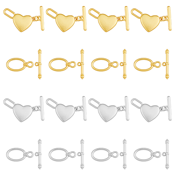 24 наборы 4 стили сплава застежки-тумблеры, овальные и сердце