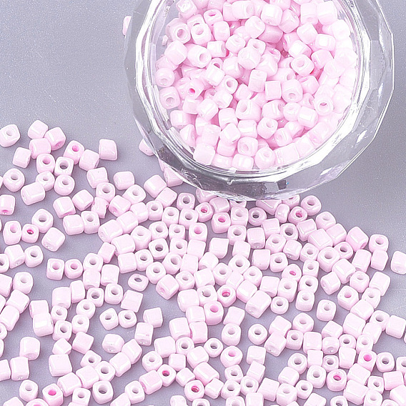 Opaque Glass Cube Beads, Lustered