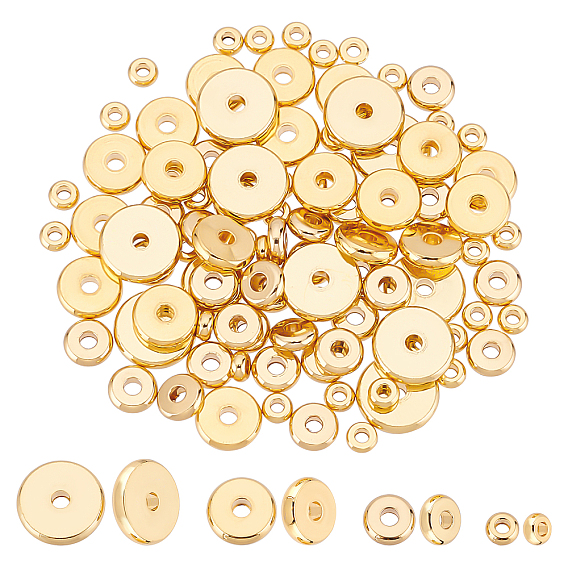 100Stück 4Stil 202f Edelstahlperlen, Disc / Flachrund