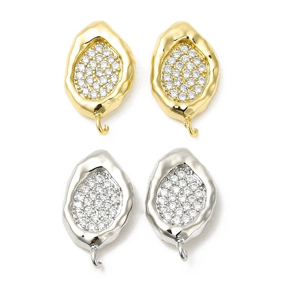 Латунные серьги-гвоздики из циркония, с вертикальными петлями, Twist овальные, без кадмия, без никеля и без свинца