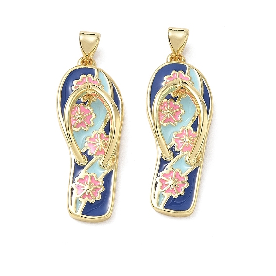 Brass Pendants, with Enamel, Shoes/Flip-flop Charms, Long-Lasting Plated, Rack Plating, Lead Free & Cadmium Free