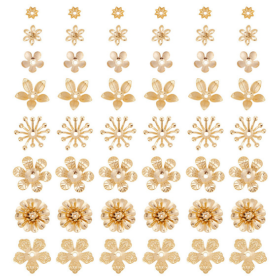 64 шт. 8 стили латунные колпачки для бусин, цветок