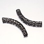 Hollow Curved Rack Plating Brass Tube Beads, 42x6mm, Hole: 3mm