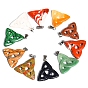 Saint Patrick's Day Natural Gemstone Pendants, Triquetra Knot Charms with Platinum Plated Metal Snap on Bails
