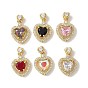 Латунные микро проложить кубического циркония подвески, сердце прелести, без свинца и без кадмия, долговечный, реальный 18 k позолоченный, стойки покрытие