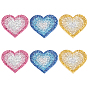 6pcs 3 couleurs coeur strass hotfix, accessoires de costumes, couture artisanat décoration