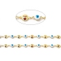 Enamel Evil Eye & Sun Link Chains, with Real 18K Gold Plated Brass Findings, Soldered, with Spools