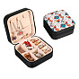 Portable Printed Square PU Leather Jewelry Packaging Box for Necklaces Earrings Storage