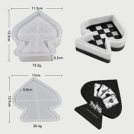 Poker Spade DIY Silicone Storage Box Molds, Resin Casting Molds, For UV Resin, Epoxy Resin Jewelry Making