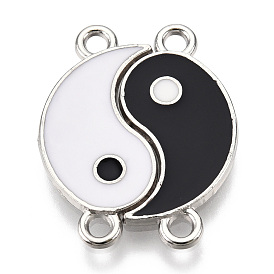 Connecteurs de liens d'émail d'alliage, yin yang, noir et blanc
