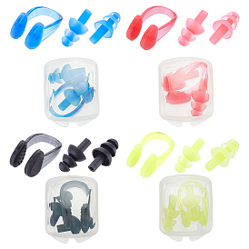 SUPERFINDINGS 8 Sets 4 Colors Silicone Nose Clip & Earplug Set, for Swimming Protective Gear