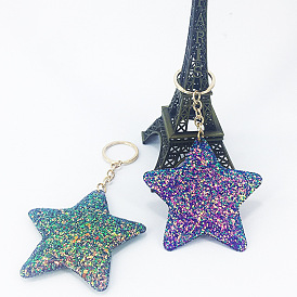 Sparkling Rhinestone Pentagram Keychain for Bags and Cars