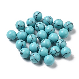 Perles sphères turquoise synthétiques, perle ronde, sans trou