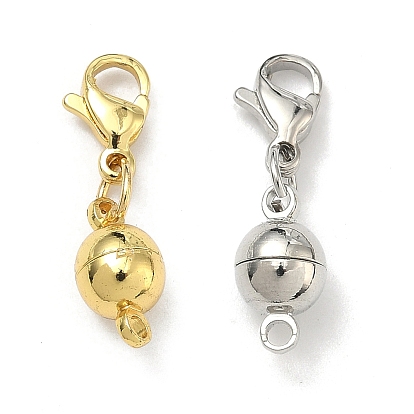 Латунные магнитные застежки, долговечный, стойки покрытие, с карабин-лобстерами , круглые