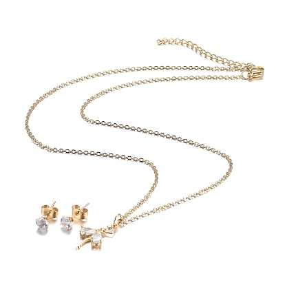 304 Stainless Steel Rhinestone Jewelry Sets, Dancer Pendant Necklaces and Stud Earrings, Cable Chains, Lobster Claw Clasps and Ear Nuts, Crystal