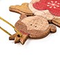 Tema navideño madera grandes decoraciones colgantes, con cuerda de cáñamo y cuentas de madera, reno / ciervo y ángel
