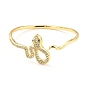 Bling Snake Cubic Zirconia Cuff Bangle, Real 18K Gold Plated Brass Serpent Wrap Open Bangle for Women, Cadmium Free & Lead Free