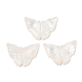 Natural White Shell Carved Cabochons, Butterfly