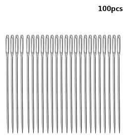 100Pcs Iron Sewing Needles, Big Eye Pointed Needles, for Embroidery, Patchwork
