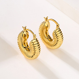 Vintage French Lazy Metal Wind Copper Plated Gold Fashion Retro Earrings - Women's Style