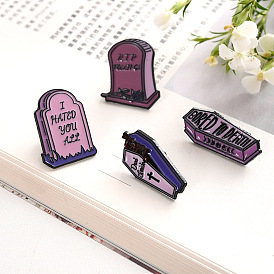 Halloween Theme Enamel Pin, Alloy Brooch for Backpack Clothes, Tombstone/Coffin